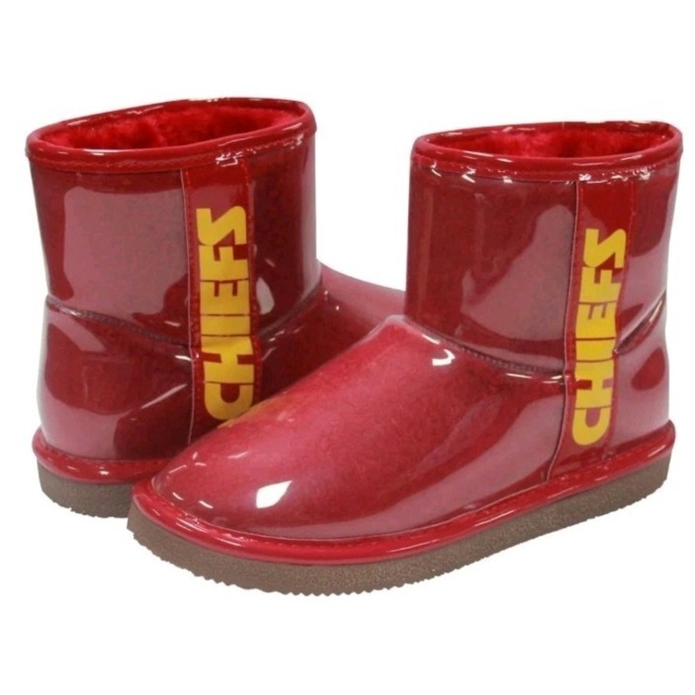 NFL Kansas City Chiefs Faux Shearling Boots Women's Sz 6 Water Resistant Rubber